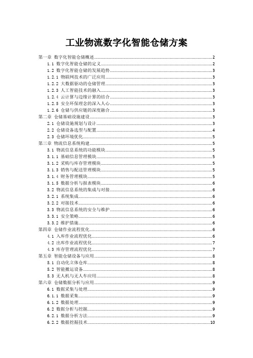 工业物流数字化智能仓储方案