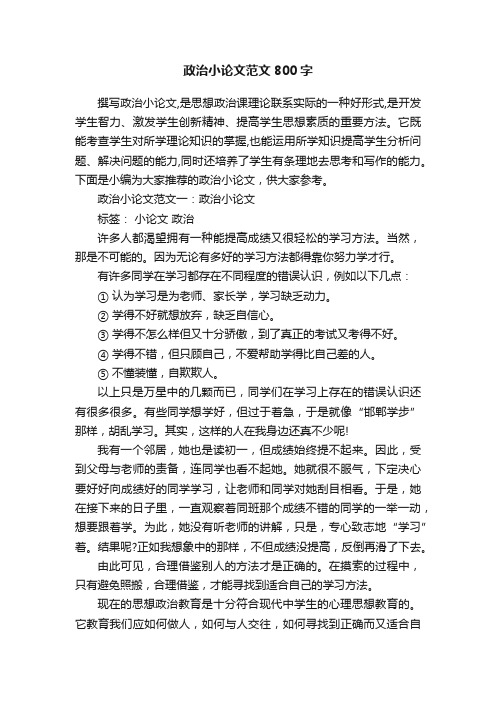 政治小论文范文800字