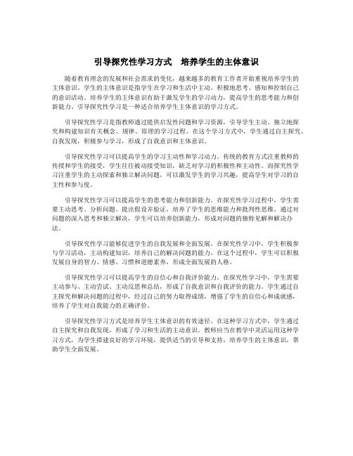 引导探究性学习方式  培养学生的主体意识