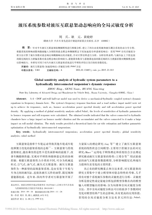 1.液压系统参数对液压互联悬架动态响应的全局灵敏度分析_周兵