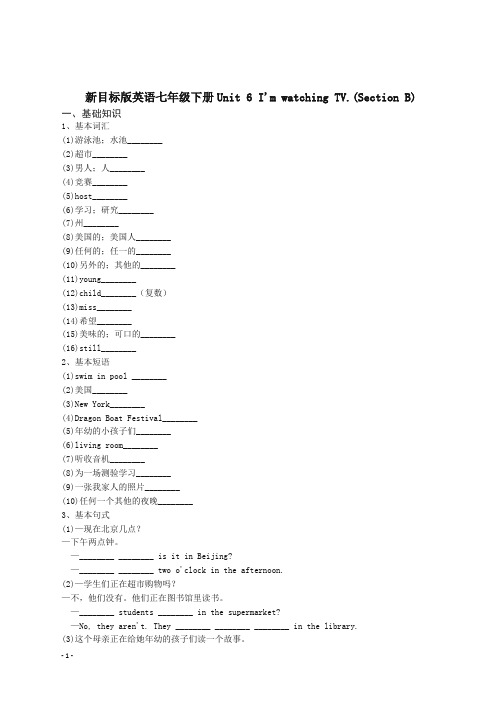 (精品)新目标版英语七年级下册Unit6I'mwatchingTV.(SectionB)