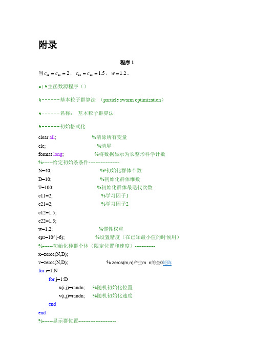 粒子群优化算法及其参数设置(程序部分)