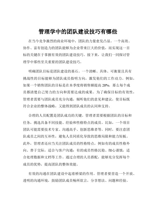 管理学中的团队建设技巧有哪些