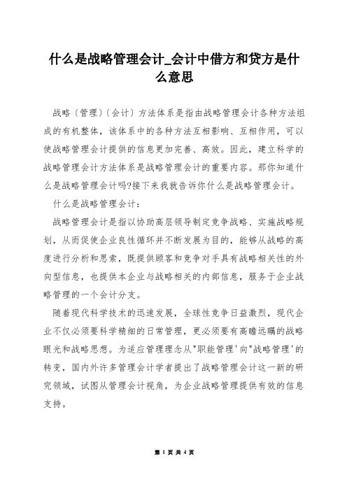 什么是战略管理会计_会计中借方和贷方是什么意思