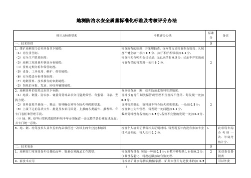 地测防治水安全质量标准化标准及考核评分办法