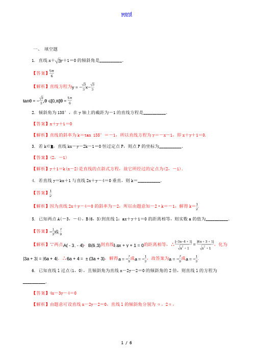 高中数学 第二章 平面解析几何初步 21 直线与方程练习(含解析)苏教版必修2 试题