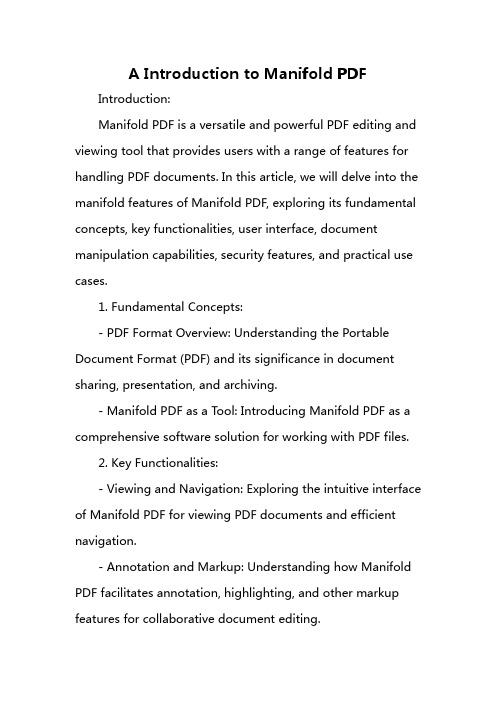 a introduction to manifold pdf