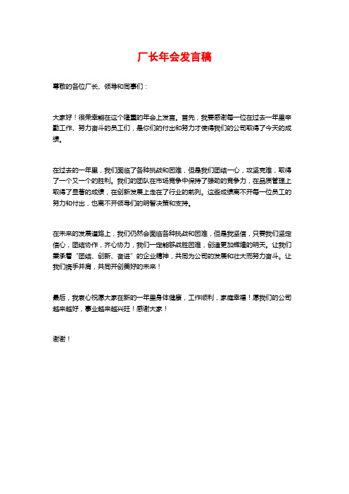 厂长年会发言稿