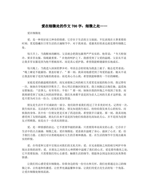 爱在细微处的作文700字：细微之处……