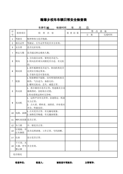 车辆日常安全检查表