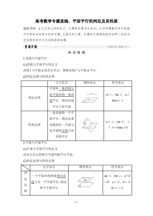 高考数学专题直线、平面平行的判定及其性质