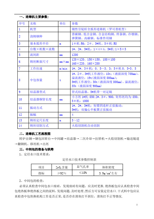 方坯连铸机工艺技术操作规程