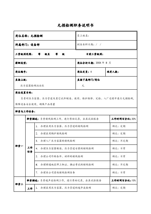 无损检测职务说明书