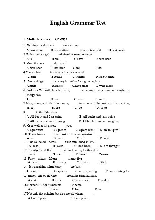 English Grammar Testtest 1