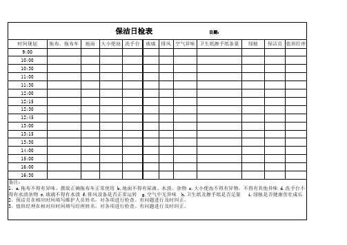 保洁日检表