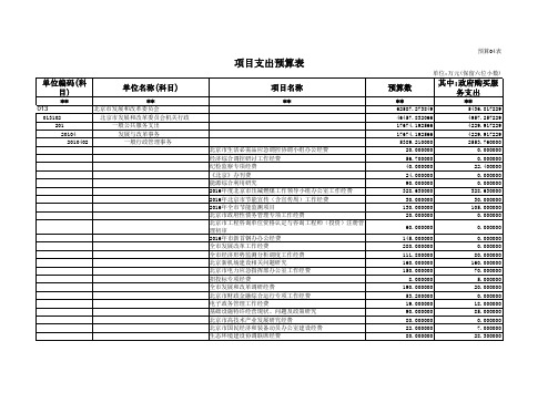 项目支出预算表