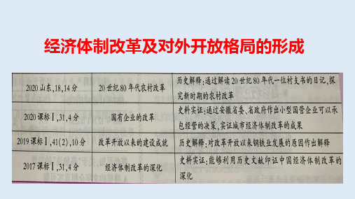 经济体制改革及对外开放格局课件-高考历史一轮复习