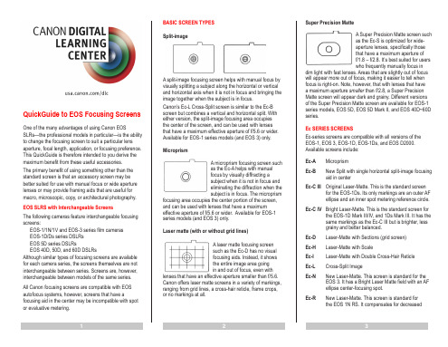 Canon EOS SLR焦点屏快速指南说明书