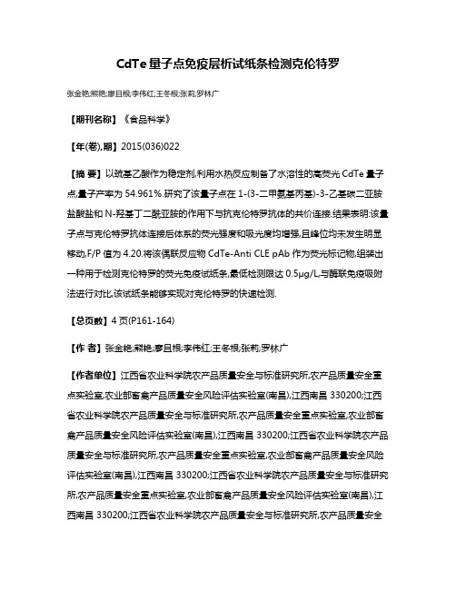 CdTe量子点免疫层析试纸条检测克伦特罗