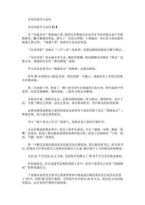 最新乐东经验学习总结