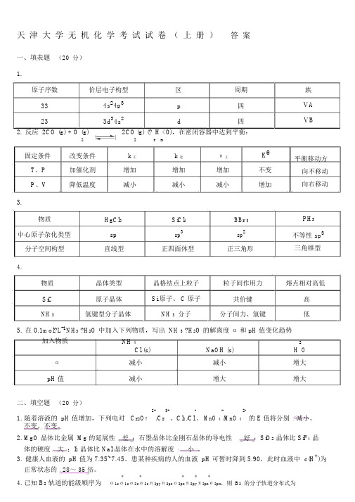 (完整版)天津大学无机化学考试试卷(上册)答案.docx