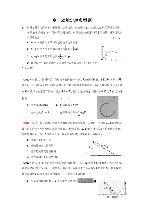 【免费】高一动能定理,功能关系强化训练