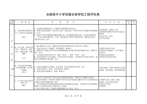 永顺县中小学校评价表