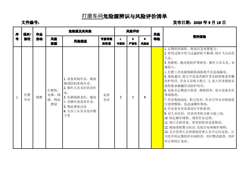 07-打磨车间危险源辨识与风险评价清单