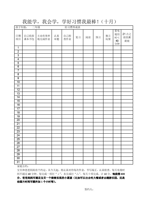 好习惯养成表