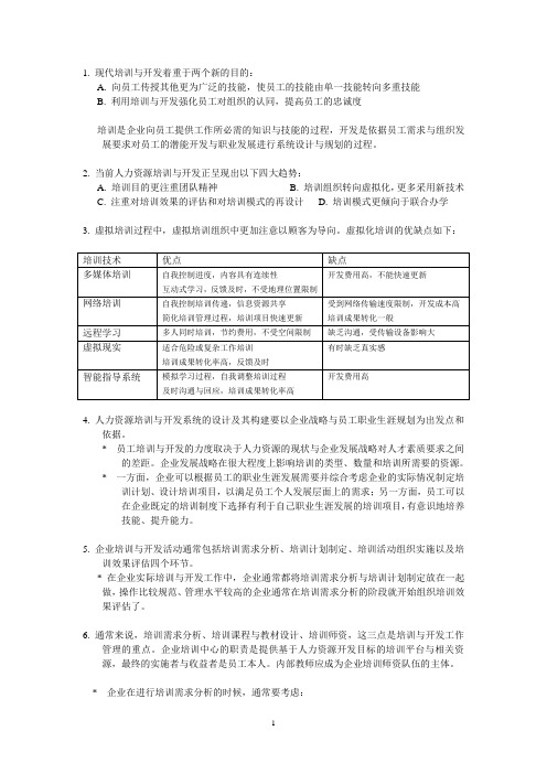 上海人力资源管理师二级-知识点汇总-培训与开发