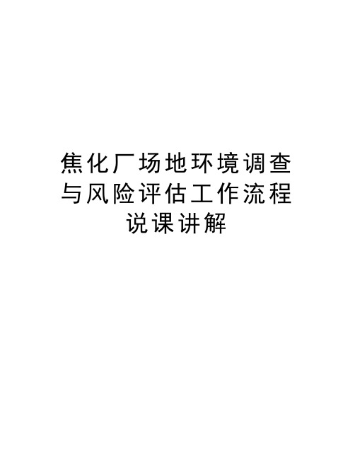 焦化厂场地环境调查与风险评估工作流程说课讲解复习过程