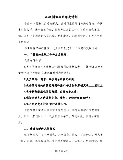 2024网络公司年度计划（四篇）