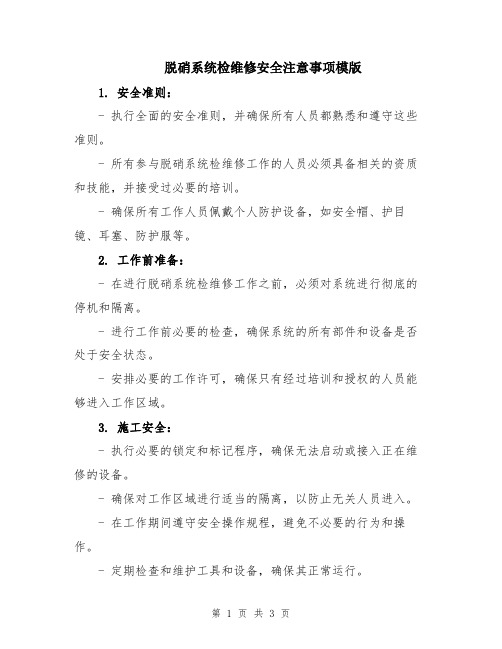 脱硝系统检维修安全注意事项模版