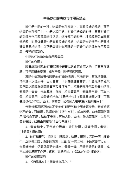 中药砂仁的功效与作用及禁忌