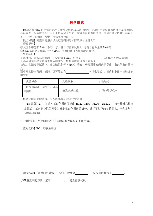 人教版2020中考化学真题分类汇编 3 化学实验与探究 考点17 科学探究 3 物质成分的鉴别(无答案)