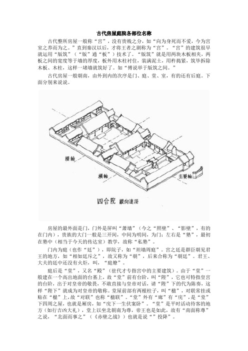 古代房屋庭院各部位名称