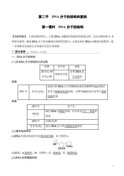 高中生物(苏教版高一必修二)学案文档:第四章_第二节_第一课时_dna分子的结构