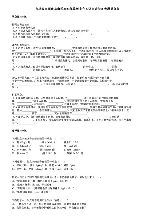 吉林省辽源市龙山区2024部编版小升初语文升学备考题提分版