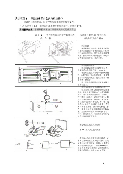 实训项目3   数控铣床零件装夹与校正操作