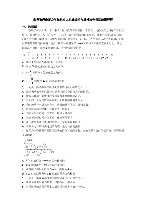 高考物理最新力学知识点之机械振动与机械波分类汇编附解析