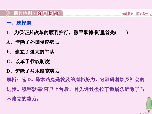 2019_2020学年高中历史第六章埃及穆罕默德·阿里改革第二节穆罕默德阿里改革课时检测课件北师大版选修1