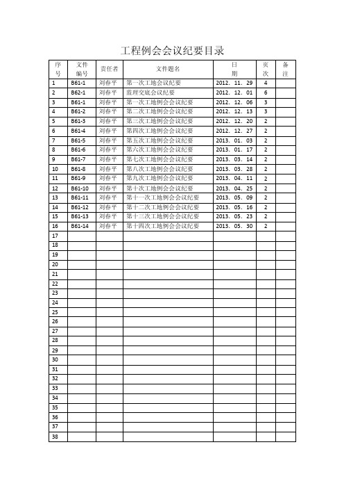 工程例会会议纪要目录