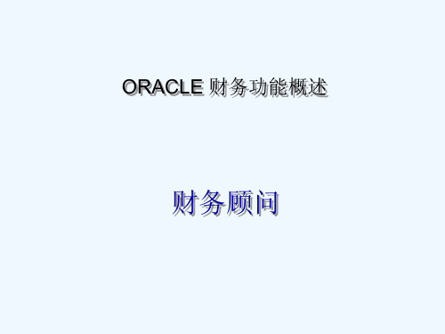 ORACLE财务功能概述