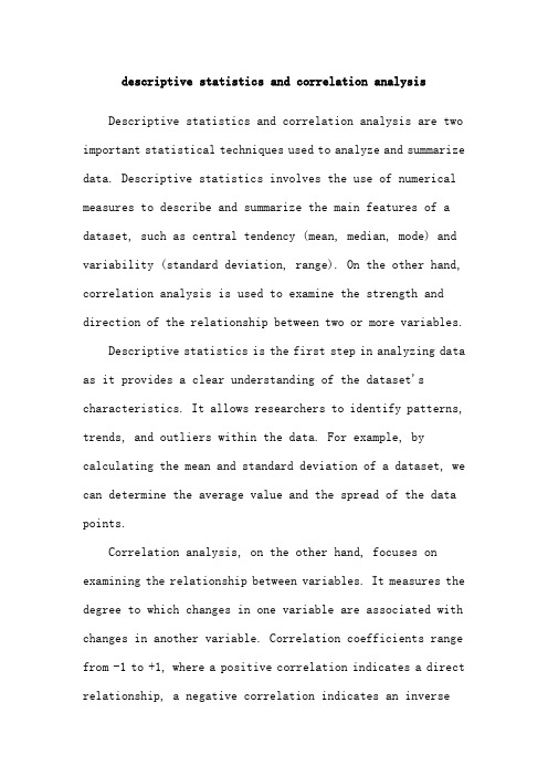 descriptive statistics and correlation analysis