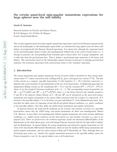 On certain quasi-local spin-angular momentum expressions for large spheres near the null in