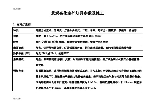 (整理)景观亮化灯具参数及施工