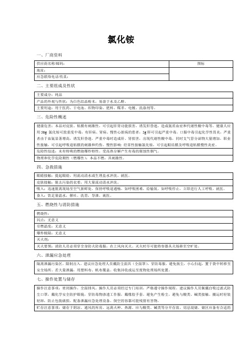 MSDS-物质安全数据表 氯化铵