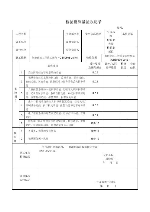 安全防范系统系统调试检验批