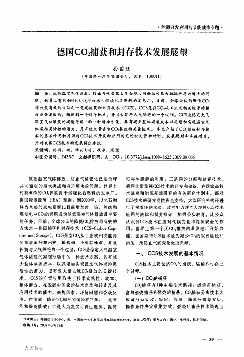 德国CO2捕获和封存技术发展展望