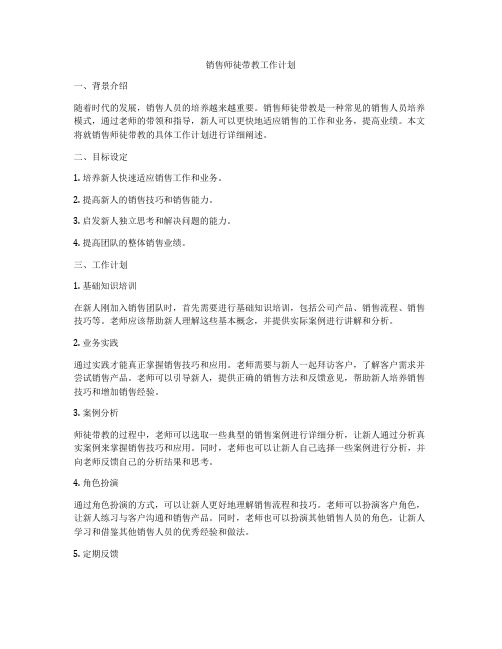 销售师徒带教工作计划